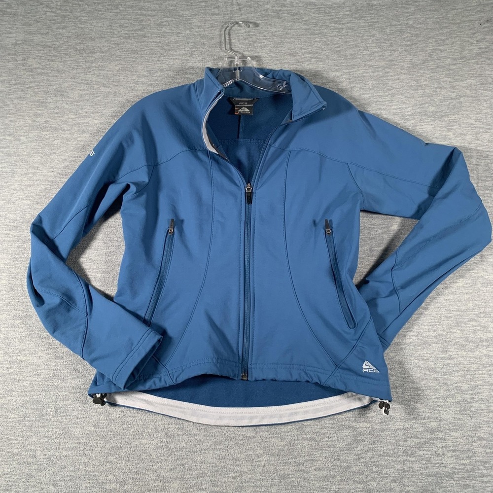 Nike ACG Jacket Womens‎ Small Blue Softshell Full Zip Hiking Windbreaker Outdoor